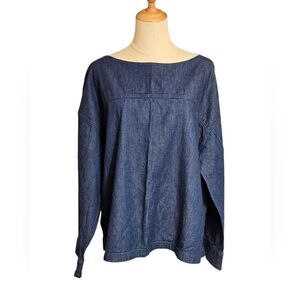 Uniqlo Dark Denim Wide Sleeve Blouse Top